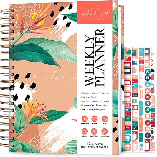 PLANBERRY Large Weekly Planner Premium – Undated Life & Budget Planner – Organizer & Productivity Journal, 8x10.4″ (African Terracotta)