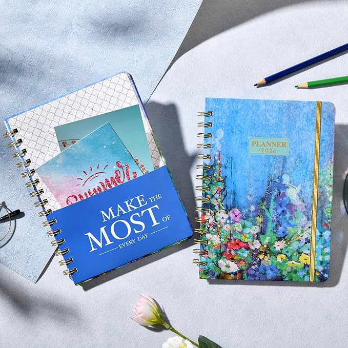 2026 Planner - Planner Weekly and Monthly 2026, JAN. 2026 - DEC. 2026, 6.4" x 8.5", 2026 Calendar Planner with Monthly Tabs, Sturdy Cover, Premium Paper, Back Pocket, Strong Twin-wire Binding