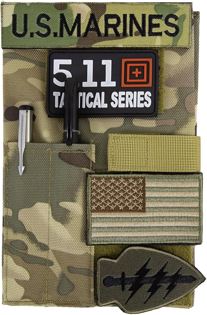 OCP Military Book Cover, Tactical Notebook Cover for 5.5”X 8” Journal Notebook Cover, OCP Green Book Cover, Field Notes Ring Binder (Green, 5.5”X 8”)