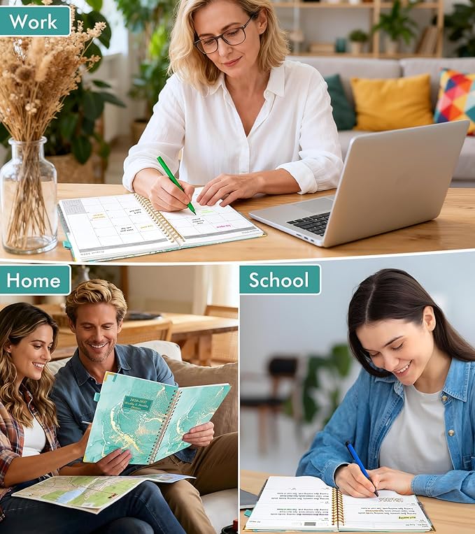 Academic Planner 2026-2027, 18 Months Weekly and Monthly Hardcover Planner, July 2026 - December 2027, 8.5" x 11" A4 Large Daily Calendar Planner Book with Tabs, Spiral College School Agenda Organizer for Student Teacher, Teal Marble