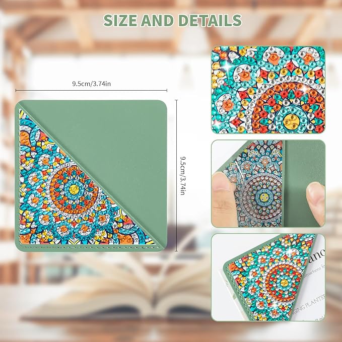 6 PCS Diamond Art Painting Bookmarks, DIY Diamond Art Bookmarks for Book Lovers 5D Bookmark Triangle Making Corner Bookmark Kits for Kids Adults Home Office Beginner Adults Gift