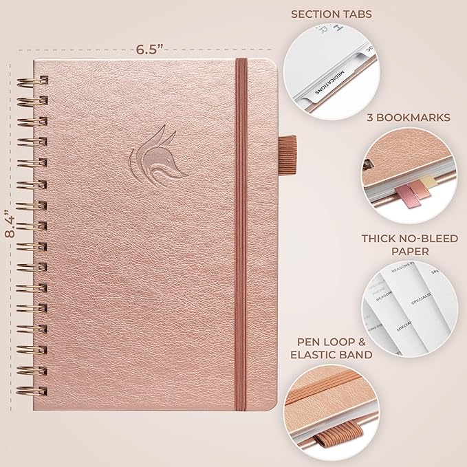 Clever Fox Personal Health Record Keeper – Medical Care Planner – Wellness & Medication Tracker Journal for Patients – Organizer Notebook, Daily Tracking Log Book & Appointment Diary (Rose Gold)