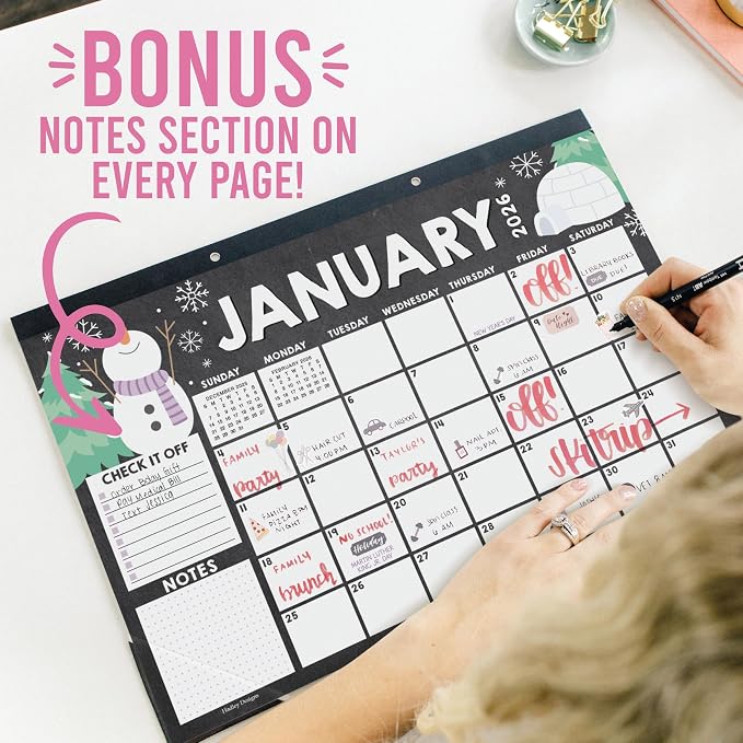 Hadley Designs Large Teacher Desk Calendar 2026-2027 - Desktop Calendar 2026, 18-Month Desk Calendars for Home, Office & Classroom, Cute Classroom Must Haves, Teacher Appreciation Gifts
