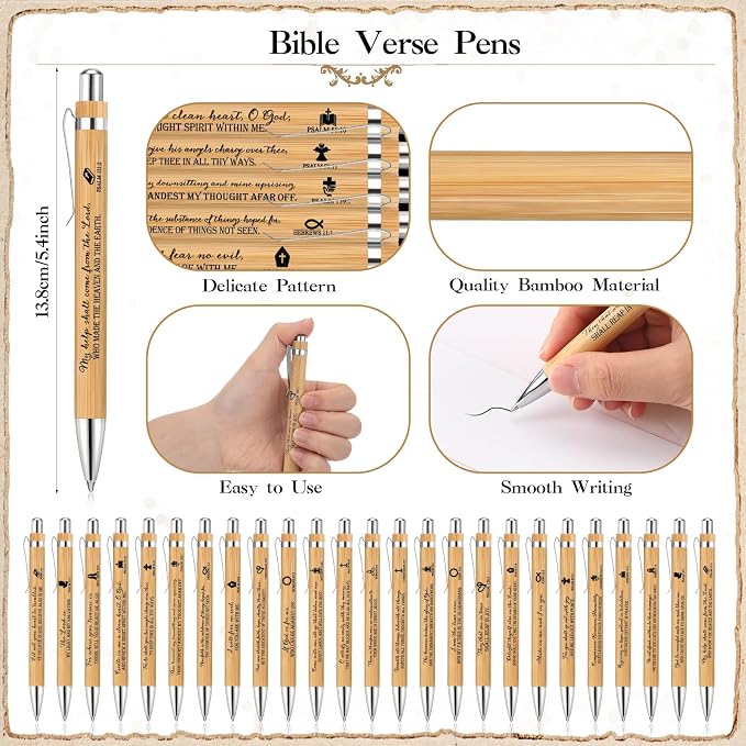 Feifeiya 50 Sets Church Gifts for Fathers Day Bulk Christian Bookmarks 2'' x 6'' Emergency Numbers Scripture Bookmarks and Bible Verse Pens Bulk Religious Gifts for Church Member Clergy
