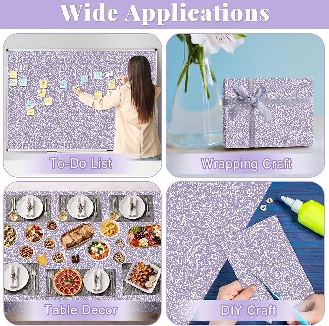 Purple Composition Bulletin Board Roll Reusable Waterproof Erasable Composition Notebook Non-Woven Fabric Bulletin Board Roll Purple Background Poster for Classroom Decor Wrapping Craft 15.7" x 40ft