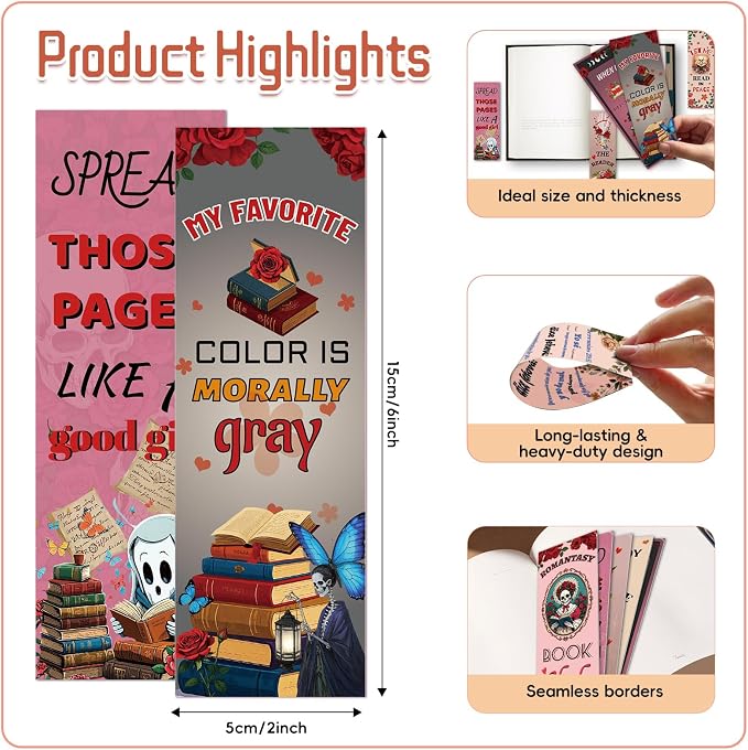 100 Dark Romance Bookmarks - 10 Edgy Double-Sided Designs for Spicy Book Lovers, Morally Gray & Romantasy Fans (Dark Romance)
