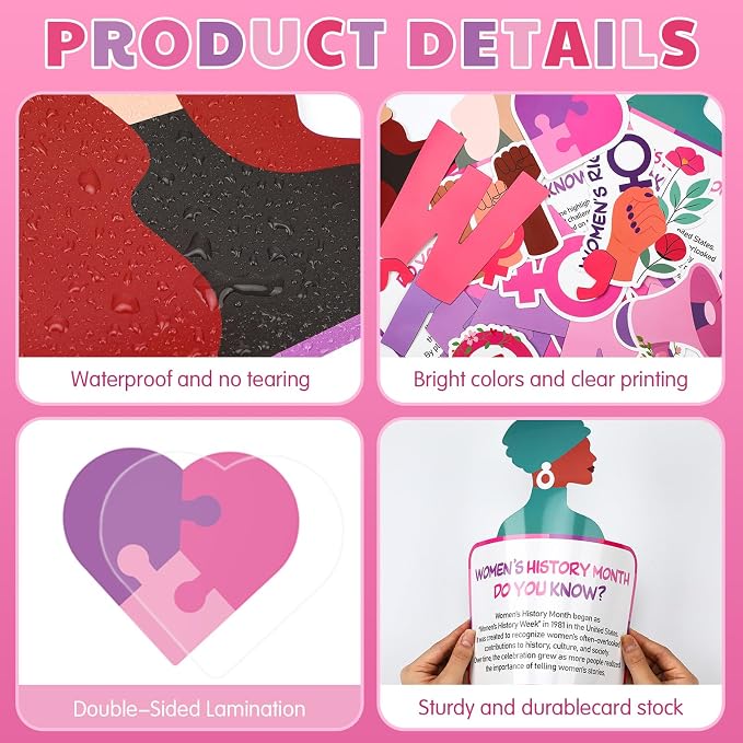 Gersoniel 71 Pcs Women's History Month Bulletin Board Decoration Set for Classroom, International Women's Day Bulletin Board for School Chalkboard Wall Decor Celebration Party Supplies