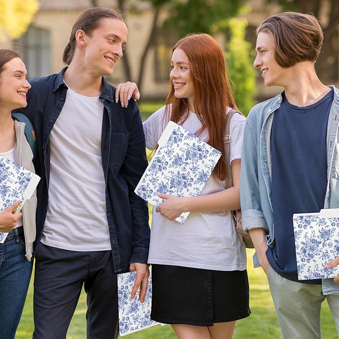Whaline 24 Pack Blue Floral File Folders Letter Size Toile Blue Chinoiserie Flower File Pockets with 1/3 Cut Tab for Home Office Classroom Supplies, 8.9 x 11.6 Inch