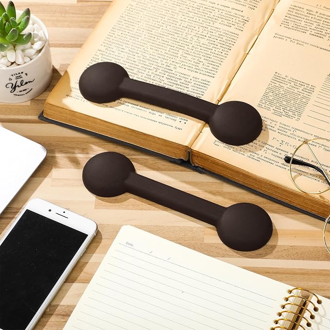 2 Pieces Weighted Bookmarks Book Weight Page Holder Rubber Book Weight Bookmark Portable Weighted Rubber Page Holder for Adults Reading(Brown)