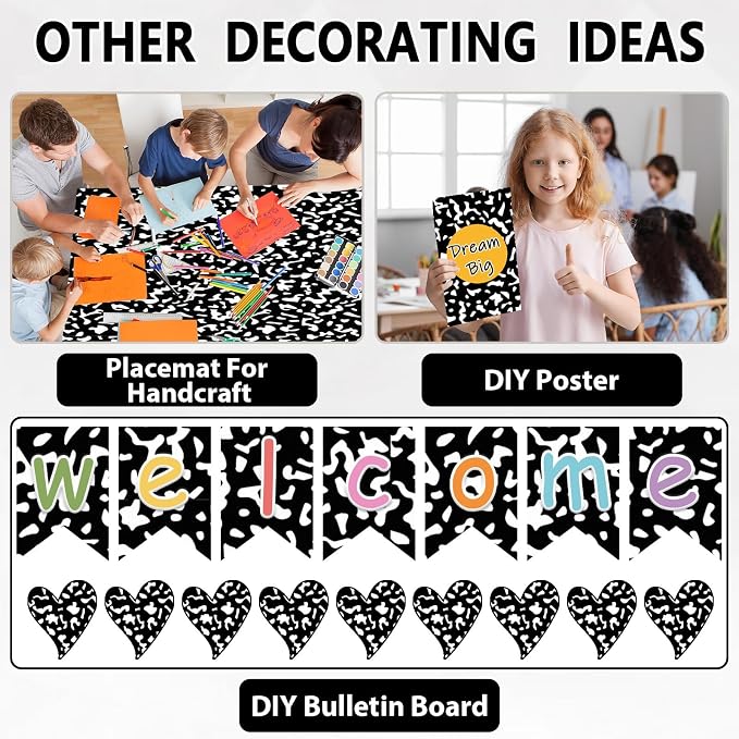Qyeahkj Composition Bulletin Board Paper Roll Black Dot Bulletin Board Background Paper Fade Resistant Classroom Decoration Poster Art Craft Home Wall Education Decoration Supplies 17.7in x 20ft