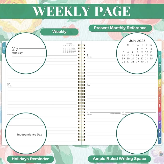 2026-2027 Planner - From JUL 2026 to JUN 2027, 9" x 11", Weekly and Monthly Calendar 26-27, Academic Planner 2026-2027 with Colorful Monthly Tabs, Inner Pocket, Twin-Wire Binding