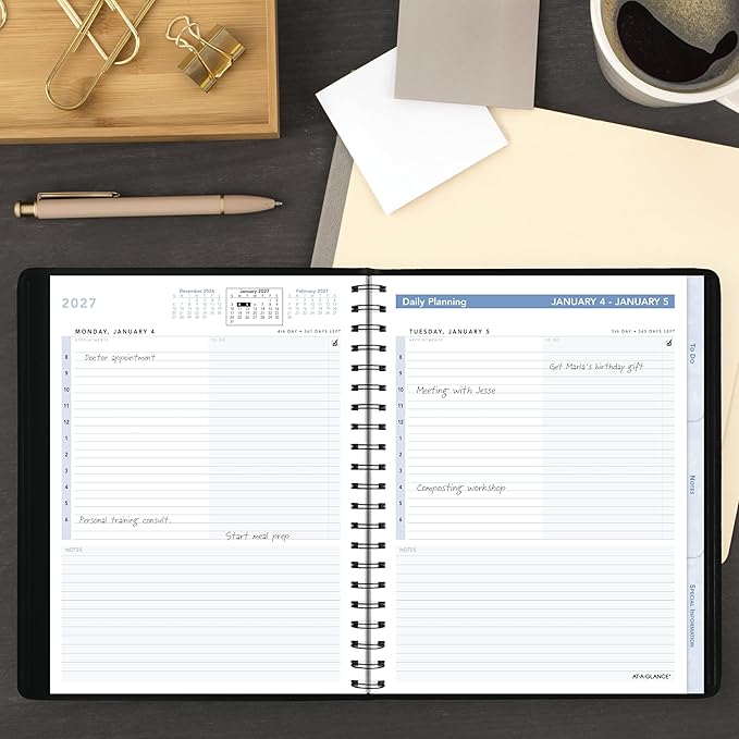AT-A-GLANCE 2027 Appointment Book Planner, Daily, 6.5" x 8.75", The Action Planner, Black (70EP030527)