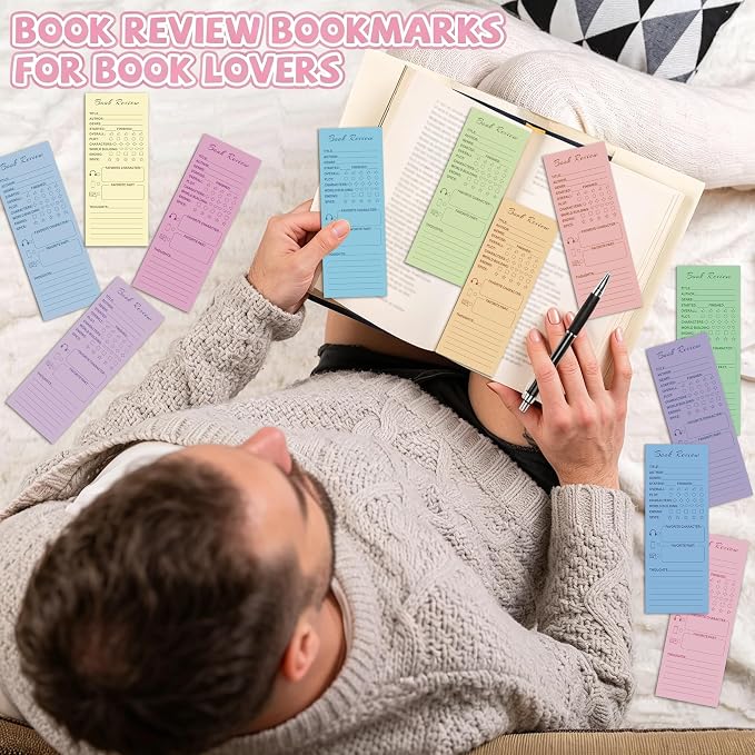 240 Pcs Book Lovers Gifts Colorful Book Review Bookmarks Bookclub Gifts Reading Log Page for Bookish Read Marks Reading Page Tracker for Teacher Appreciation Day