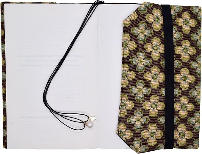 BLBMH 5.5x8.5 Fabric Bible Cover Non-Stretch | Built-in Bookmark | Handmade Washable Book Sleeve for Paperback Journal Privacy Reading Gift for Women - Vintage Flowers