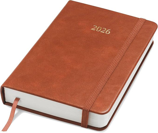 Wykeham's Executive 2026 Daily Journal Planner – US Public Holidays & Format – Customization Available (Brown, 6" x 4.5")