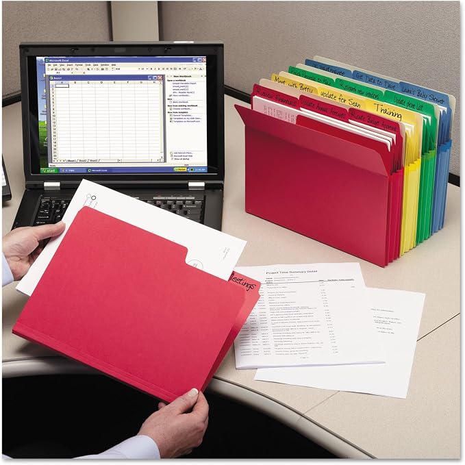 Smead File Pocket, Straight-Cut Tab, 3-1/2" Expansion, Legal Size, Assorted Colors, 5 per Pack (74892)