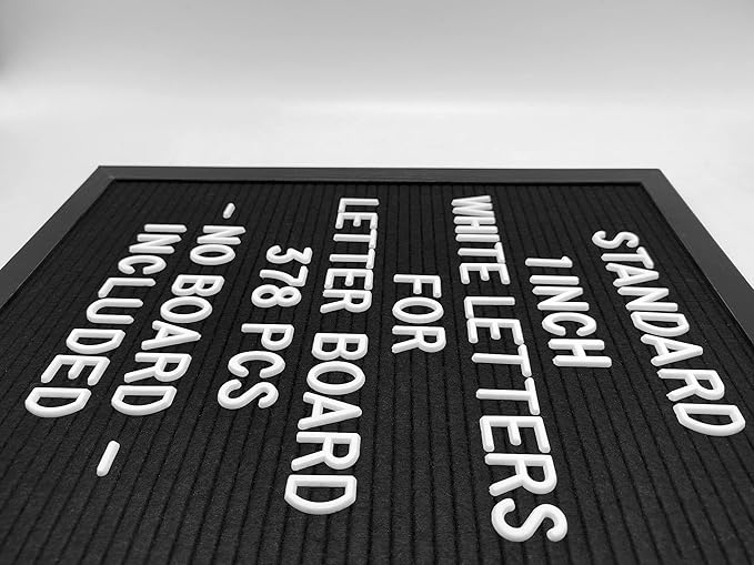 Felt Letter Board Letters Set - Pre-cut 378pcs Standard 1inch White Letters Only (No Board Included)