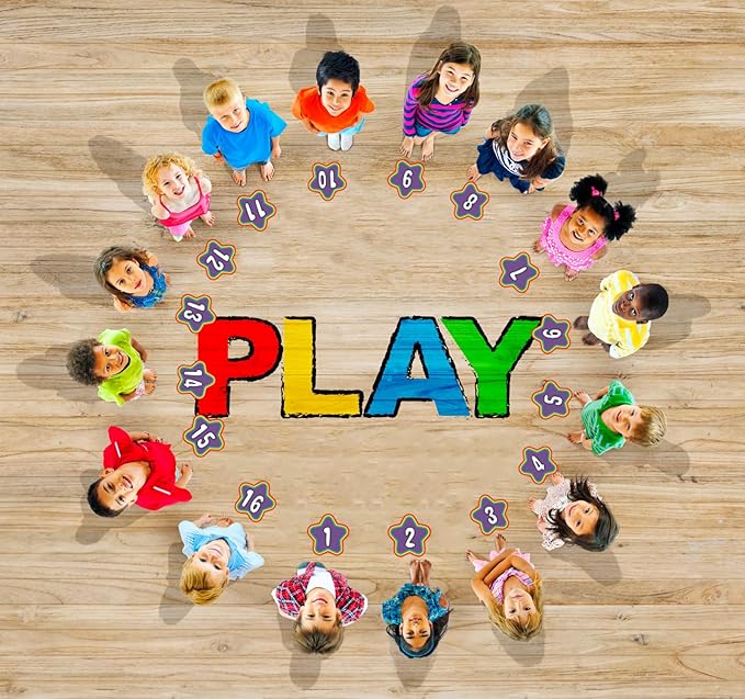 WaaHome Line Up Spots for Classroom Floor - Floor Number Stickers 1-30 for Classroom Lining 4" Removable Vinyl Line Up Stickers Dots Decals for Preschool Kindergarten Elementary School Supplies
