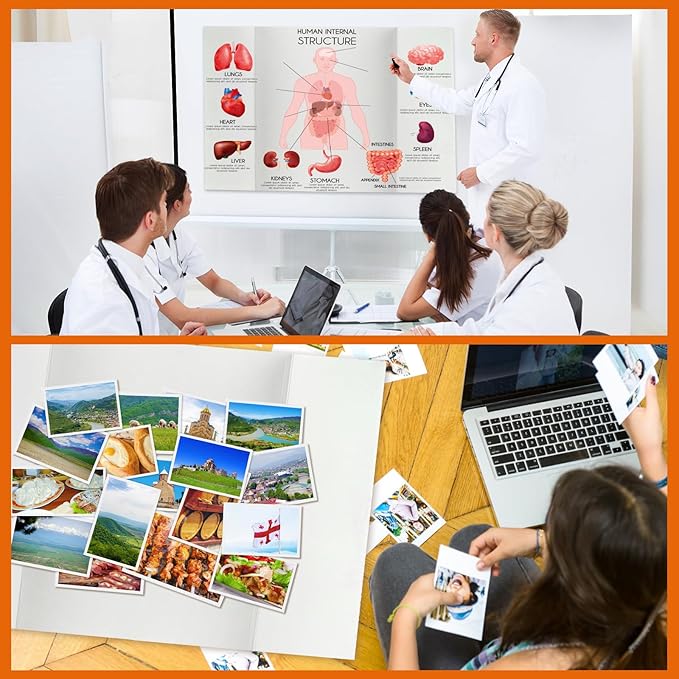 4 Pcs Trifold Poster Board, White Presentation Board Comes with Cardstock & Sticky Dots, Corrugated Display Board for School exhibitions, Business Presentations, 26 x 17 in