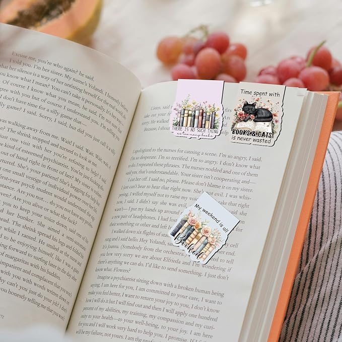 Book Lovers Magnetic Bookmarks - 8 PCs Cute Cat Page Markers Gifts Funny Vintage Aesthetic Flower Magnet Book Marks for Reading Women Readers Bookish Students Teacher Birthday Graduation