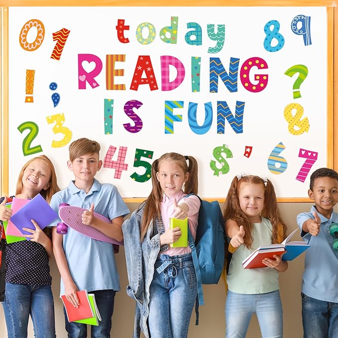 134 PCS 5 Inch Bulletin Board Letters Alphabet Numbers Combo Set Colorful Punctuation Letter Cutouts for Bulletin Board Classroom Wall Display Home Decor