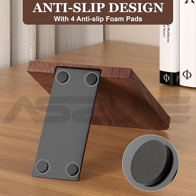 Book Ends 4Pairs Bulk Square Wooden Heavy Duty Bookends Sturdy Book Stoppers Book Holder Office Desk Decor Large Office Book Stand for Books, Decorative Book Shelf