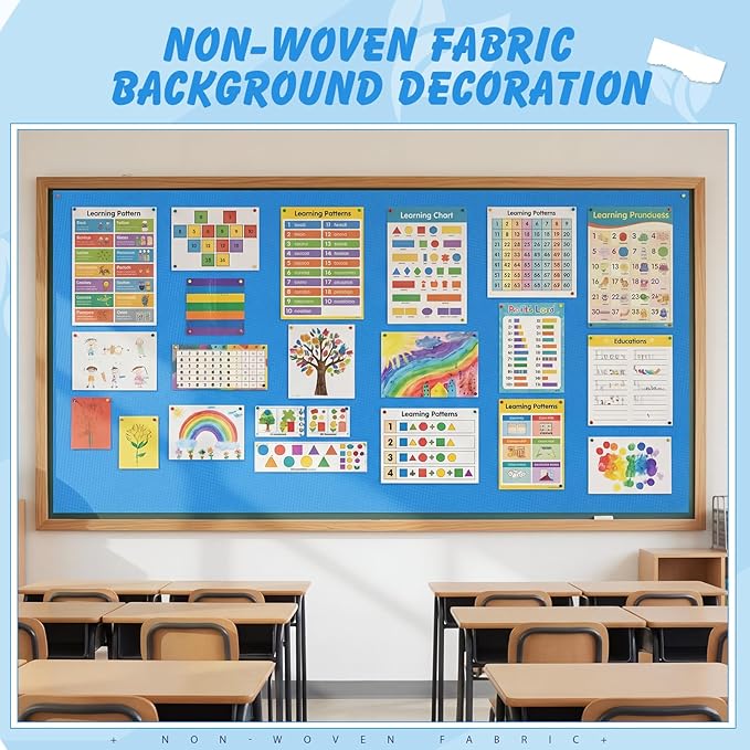 Breling 16 inch x 80 ft Fabric Bulletin Board Roll for Classroom Waterproof Non-Woven Fabric Background Roll Anti-Wrinkle Bulletin Board Background for Back to School Wall Decor DIY Craft(Royal Blue)