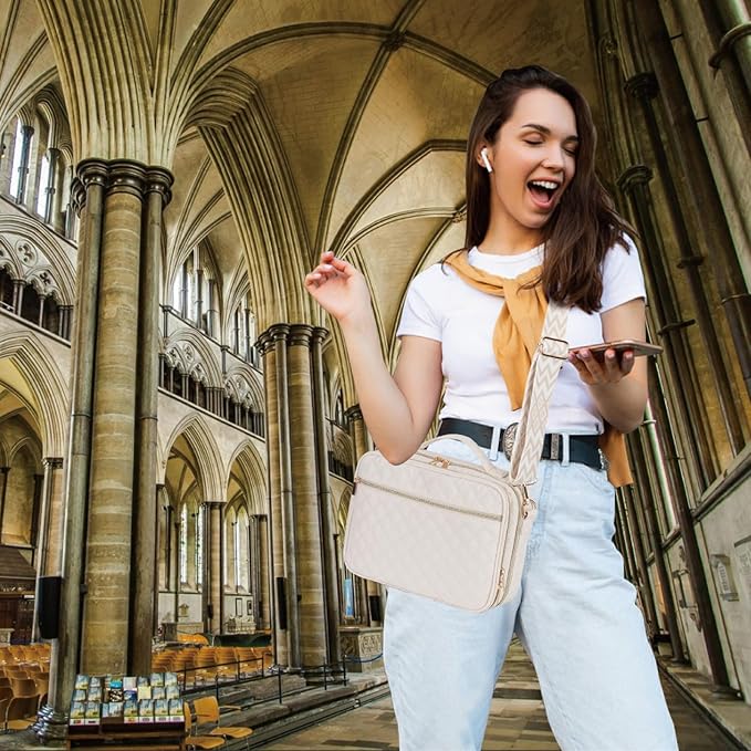 2 Compartment Bible Cover for Women,Large Bible Case with Handles Shoulder Strap,Carrying Bible Bag Scripture Case Church Bag Bible Protective with Pocket