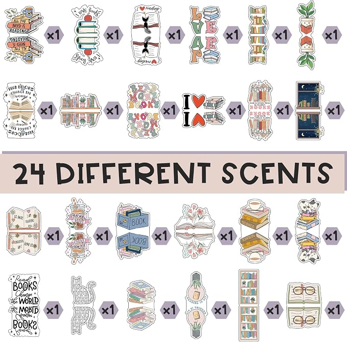 Nezyo 24 Pieces Magnetic Bookmarks Cute Magnet Page Markers Foldable Page Clip for Students Reading Stationery Supplies Office Presents(Book)