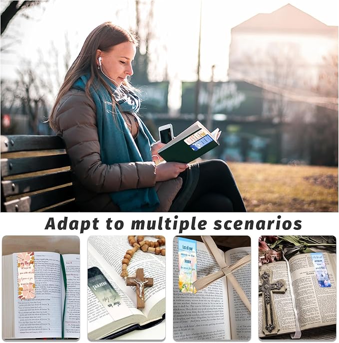 48 Piece Bible Verse Magnetic Bookmarks - Christian Scripture Inspirational Book Marks with Boxes - Religious Motivational Book Marker Prayer Page Clips for Women & Men Reading Gifts (Unique Style)