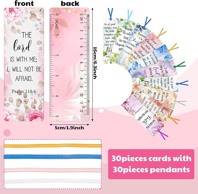 Chinco 120 Pack Christian Bookmarks for Women Inspirational Scripture Christian Book Markers Christian Gifts for Women Bulk Flower Page Clips Presents for Women School Office Supplies