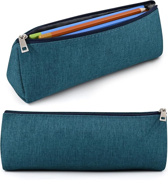 Green Large Capacity Pen Bag Portable Stationery Pouch Premium Nylon Oxford Cloth Zipper Organizer for Office Business Travel