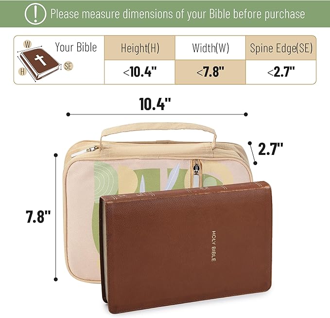 Mr. Pen- Bible Cover Case, Carrying Book Case with Durable Handle and Zippered Pocket, Bible Protective Church Bag for Men & Women, Christian Gifts, Earthy Botanica