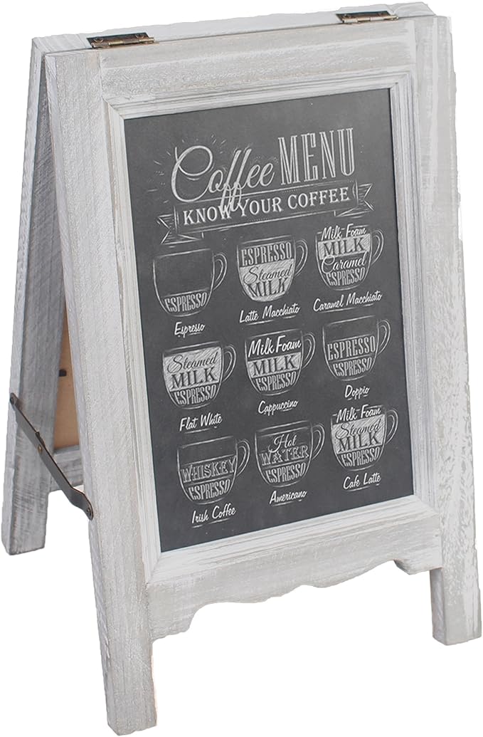15 inch Mini Tabletop Wooden A-Frame Double-Sided Slate Chalkboard Sign Easel for Business (Gray)