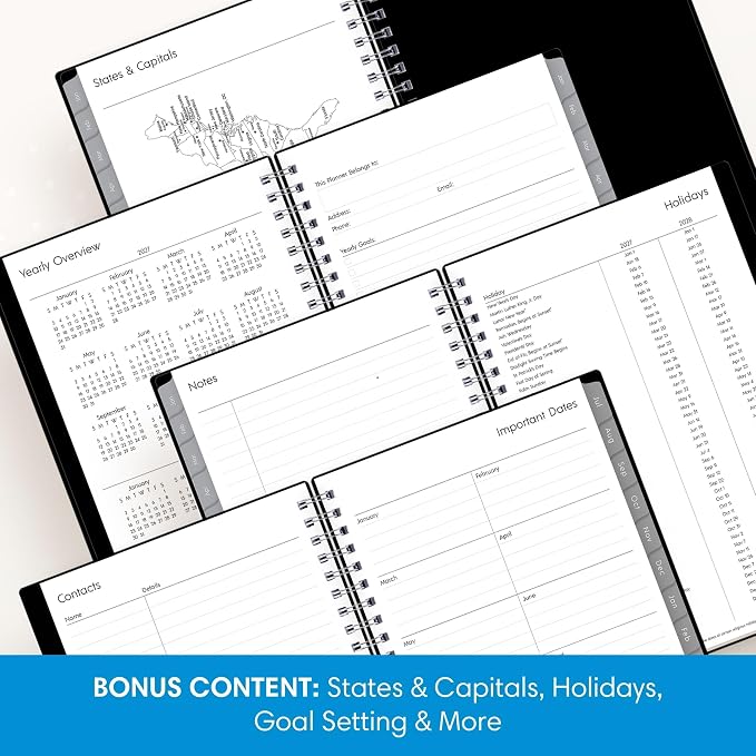 Blue Sky 2027 Weekly and Monthly Planner Calendar, Includes January 2027 - December 2027, 5" x 8", Flexible Cover, Wirebound, Laminated Tabs, Enterprise
