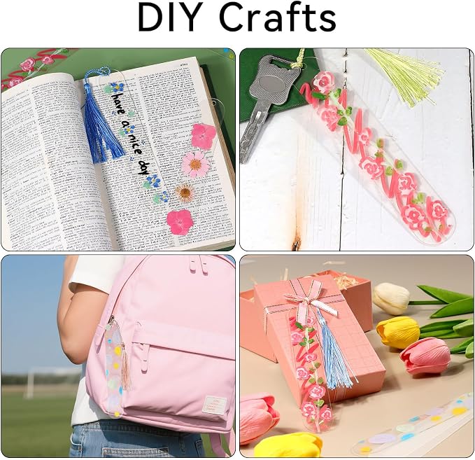 30 Pcs Acrylic Bookmark Blanks Bulk Clear Book Marks Kit with 30 Pcs Colorful Tassels Transparent Reading Book Page Mark Tags Set DIY Crafts Arts Projects Oval