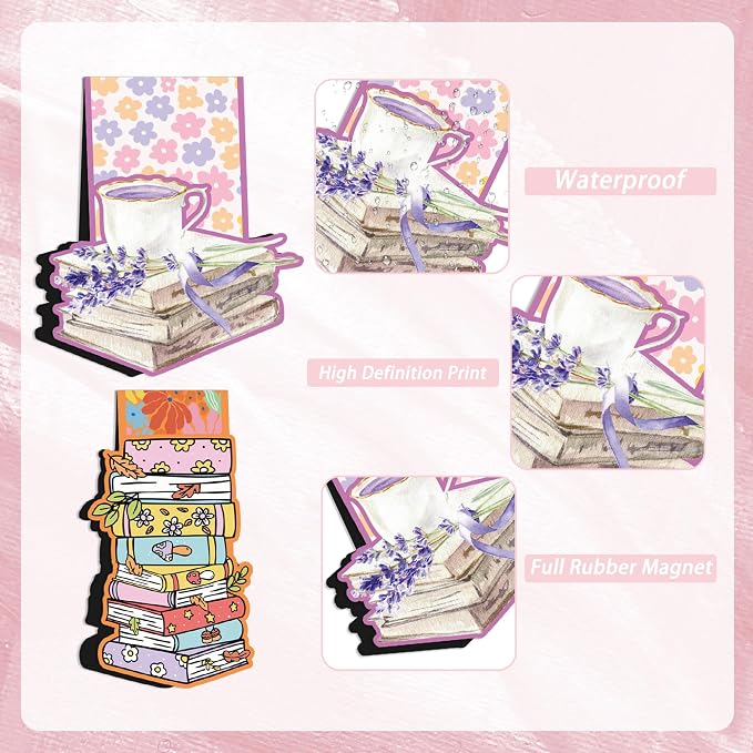 Cute Magnetic Bookmarks, 12 Pcs Floral Magnet Bookmark Clips, Planner Page Marker Gifts for Reading Women Men Students Book Lovers