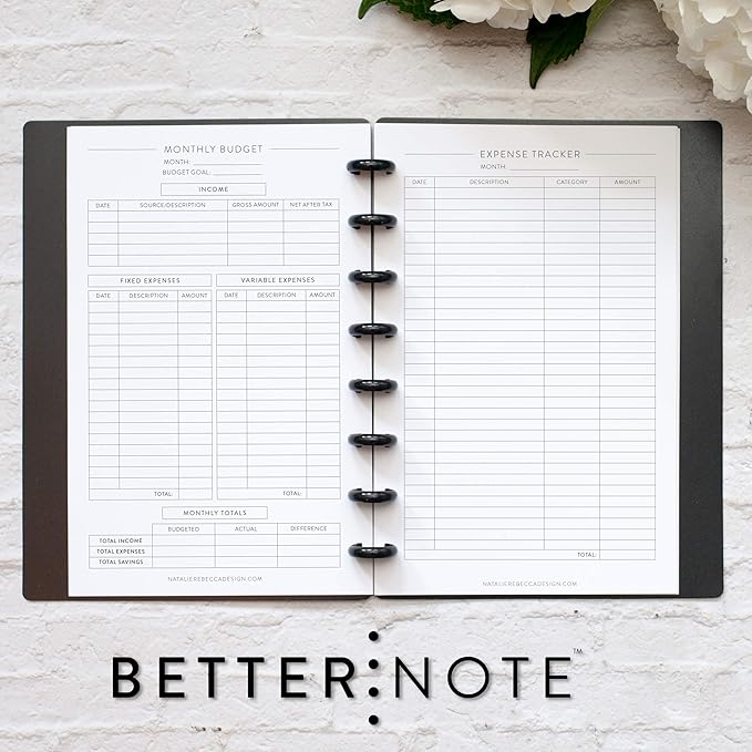 BetterNote Finance Plan Refill for Discbound Notebooks, Bill, Account, Expense, Budget, Debt Snowball, Fits Levenger Circa, Happy Planner, Arc Systems, TUL, Talia, 1 Year Supply (8-Disc, 5.5"x8.5")