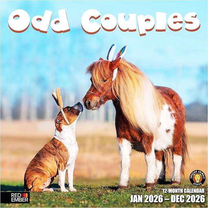 RED EMBER Odd Couples 2026 Wall Calendar 12 Month | 12” x 24” Open | Thick & Sturdy Paper | Giftable | Funny Unlikely Animal Friendships Calendar 2026
