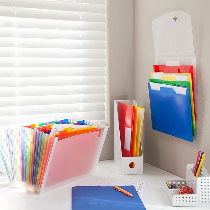 SMEAD Cascading Poly Wall File Folder, 5 Folder Pockets, Letter Size, Bright Colors (92050)