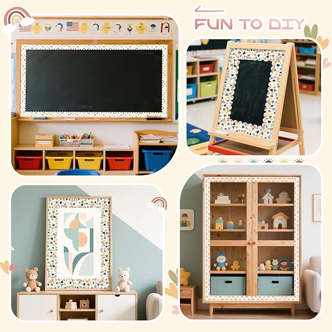 Boho Bulletin Board Border, 91.8 Ft Classroom Borders for Bulletin Board Decoration, Walls, Desks, Windows, Doors, Classrooms, Home School