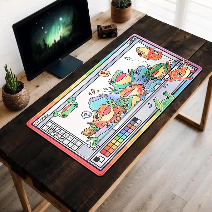 Frogs Mouse Pad Large Gaming Mousepad XXL Cool Frogs Desk Mat Cute Extended Desk Pad Computer Laptop Keyboard Pad Long Big Mouse Mat Desk Decor Accessories 31.5x15.7 in