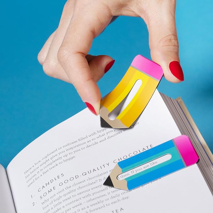 Gifts for Readers & Writers Linemarker Magnetic Bookmarks for Women & Men Pencils, Set of 2 Magnet Bookmark Clips, Magnetic Page Holder & Book Marker for Reading with Cute Bookmarks Design for Kids