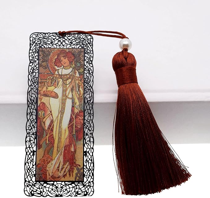 BLBMH Metal Bookmarks for Women Alphonse Mucha Birthday Christmas Gifts Unique Mother's Day Teacher Appreciation Gifts for Book Lovers Friends Readers - Autumn