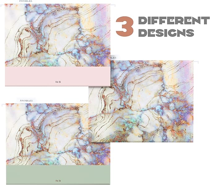CharaVector Hanging File Folders Letter Size Assorted Durable Refined Design Decorative Hanging File Folder Set, 1/5-Cut Adjustable Tabs,12pcs for Cabinet,File Organizer,Marbling