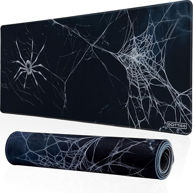XL (31.5×11.8 in) Spider Web Mouse Pad for Desk - Large Desk Mat for Keyboard and Mouse - PC Horror Gaming Mousepad with Non-Slip Water-Resistant Rubber Base, Stitched Edges (80x30 cm)