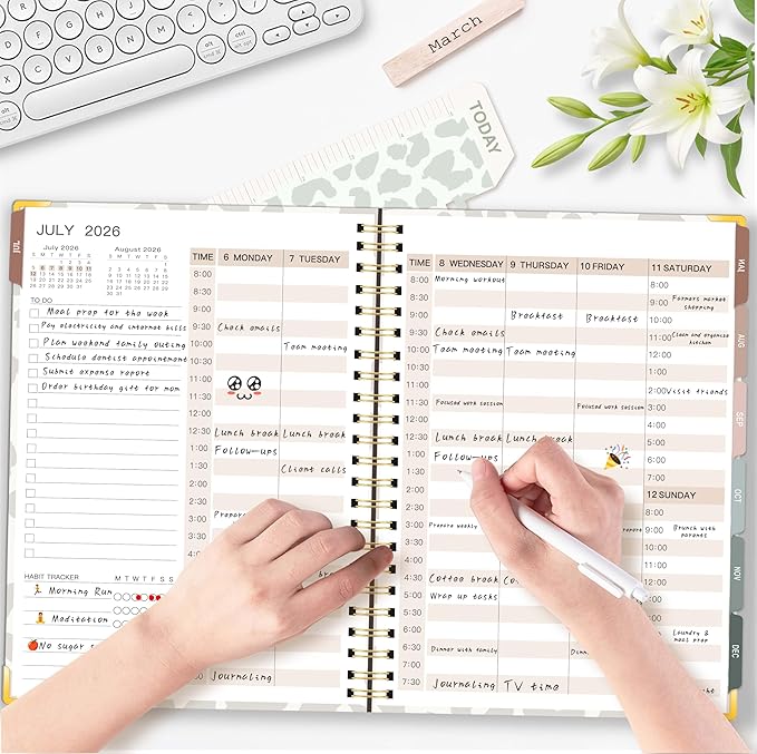 2026-2027 Academic Planner, Large Weekly & Monthly Appointment Book from Jul. 2026 - Jun. 2027, Work Life Daily Hourly Planner with Time Slots, A4 Agenda Organizer for School,Leopard Print, 8.5" x 11"