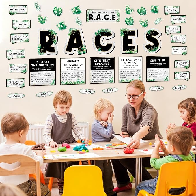 Races Writing Strategy Bulletin Board Decorations Writing Process Poster for Classroom Eucalyptus Races Sentence Strips Cutouts for ELA Classroom Teaching Supplies
