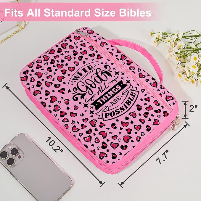 ICOSY Bible Cover Case for Women Girls Kids Bible Bag Case with Handle Kids Girls Bible Study Accessories Supplies