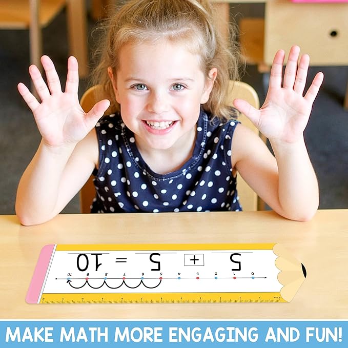 26 Pack Pencil Shape Number Line Dry Erase Boards 14"x4" Math Manipulatives for Kindergarten, Students, Classroom Must Haves